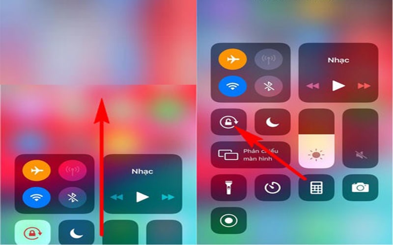 Tắt chế độ xoay màn hình trên iPhone chạy iOS 10 và iOS 11.
