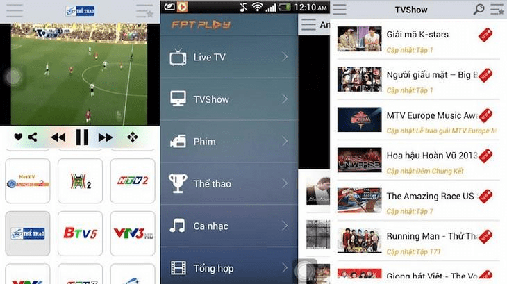 Ứng dụng xem tivi trên điện thoại Android - FPT Play